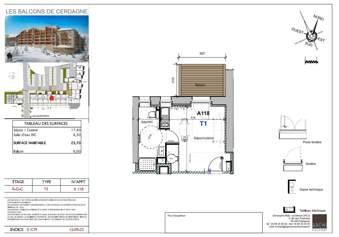 Appartement 1 pièce à Font-Romeu avec parking, cave et balcon - 23,7 m² 