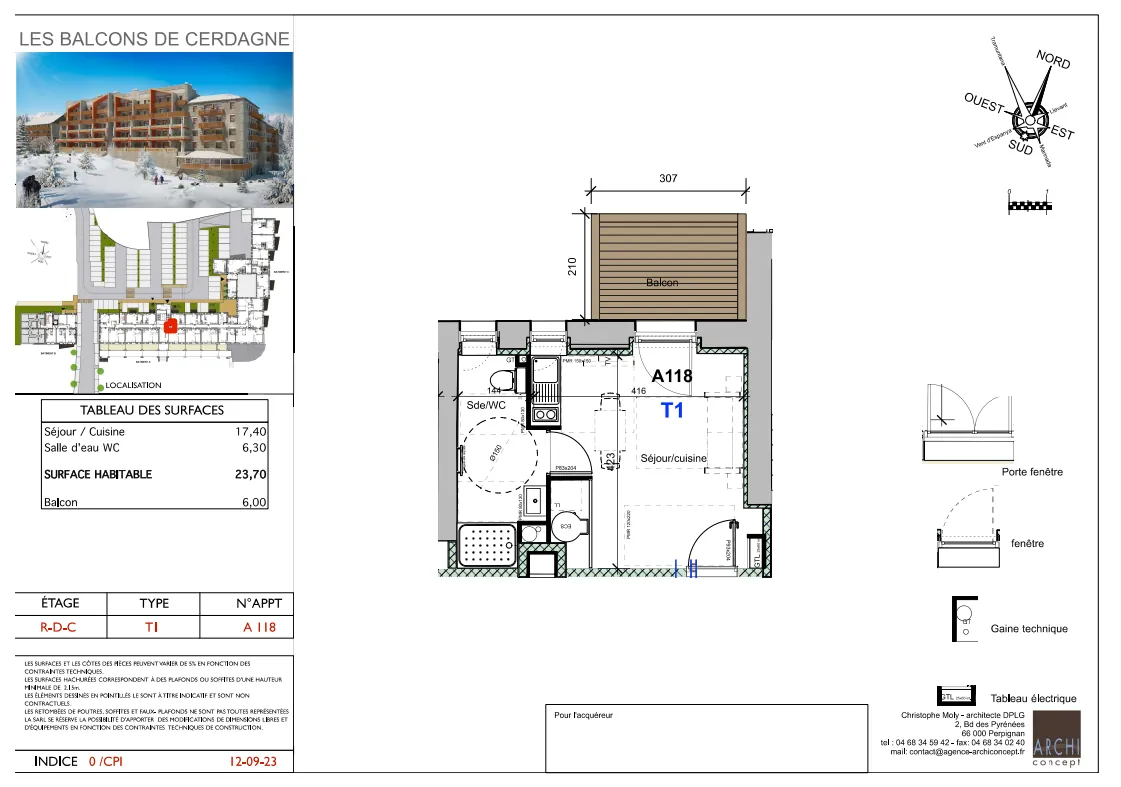Appartement 1 pièce à Font-Romeu avec parking, cave et balcon - 23,7 m² 