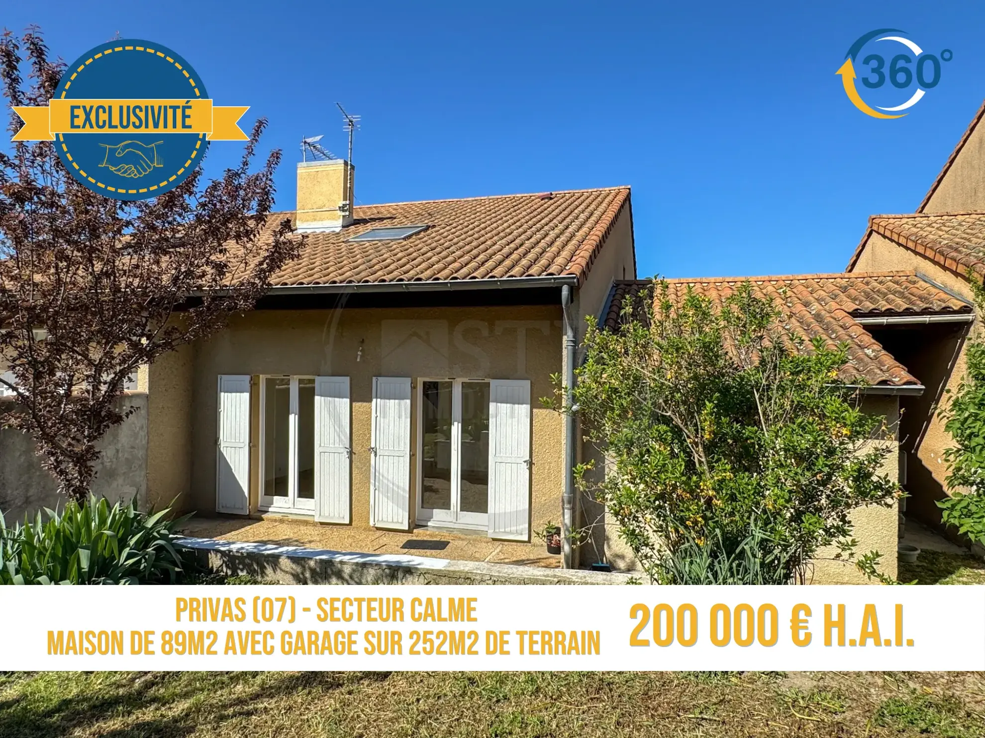 Maison mitoyenne de 89m² avec garage à Privas, Ardèche, secteur calme 