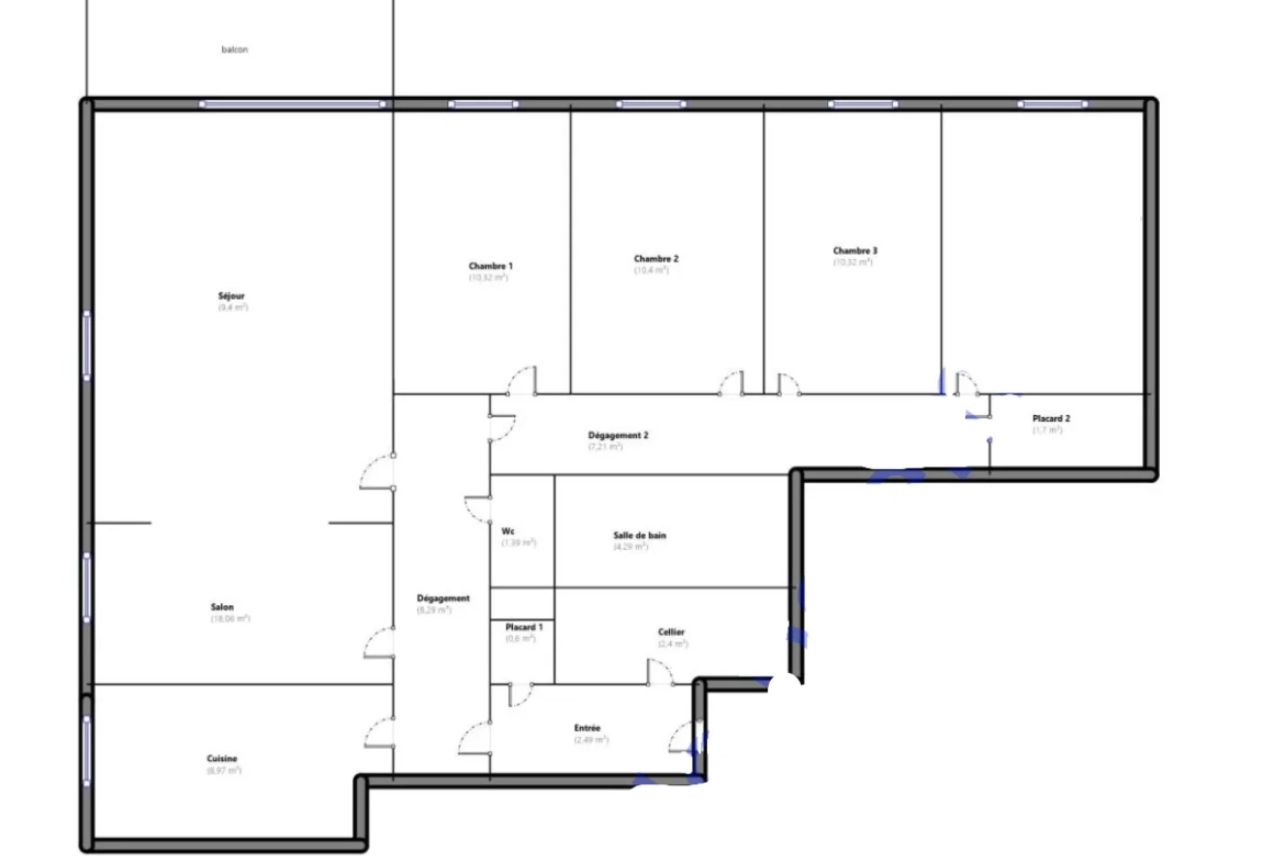 Appartement F6 de 106m² avec parking et Vue sur le Puy de Dôme à Clermont-Ferrand 