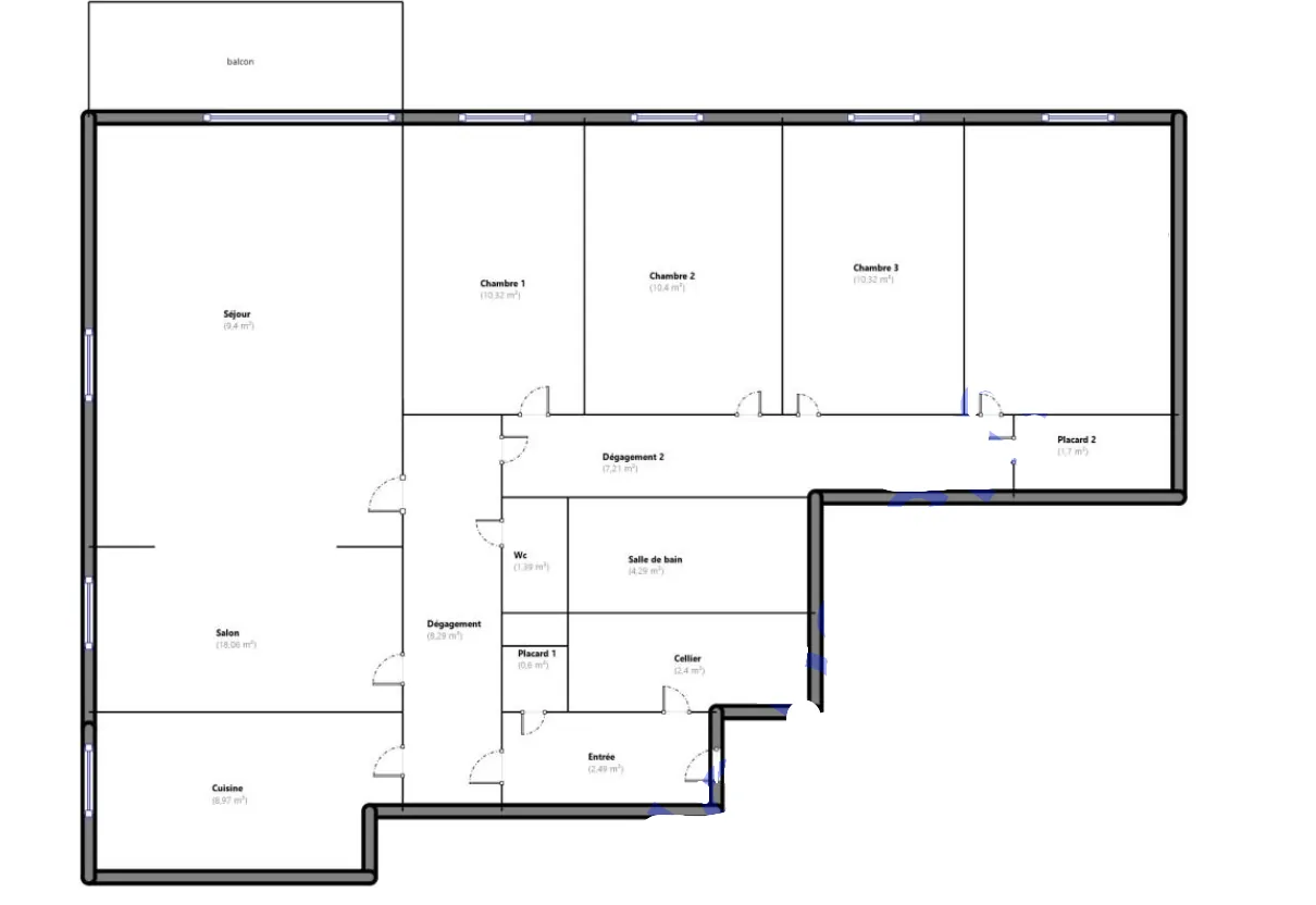 Appartement F6 de 106m² avec parking et Vue sur le Puy de Dôme à Clermont-Ferrand 