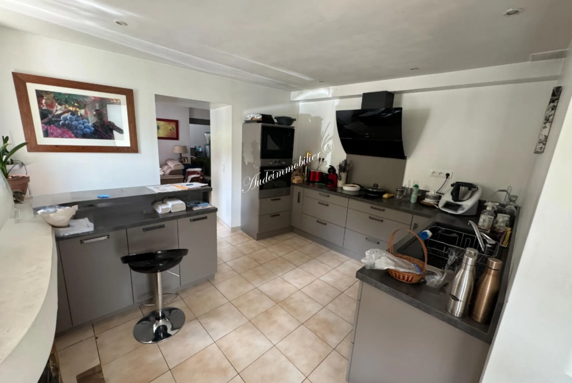 Maison individuelle avec piscine, jardin et garage dans les Corbières Vertes 