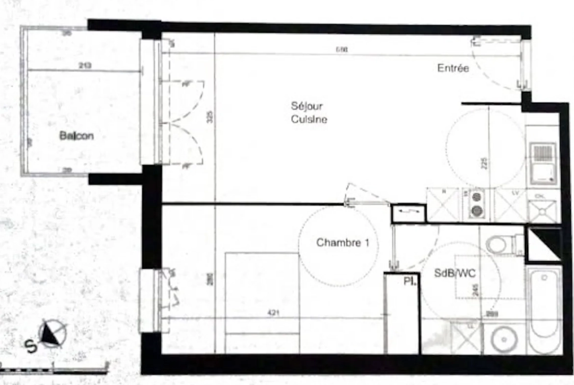 Achat appartement T2 lumineux avec balcon et parking à Bruges 