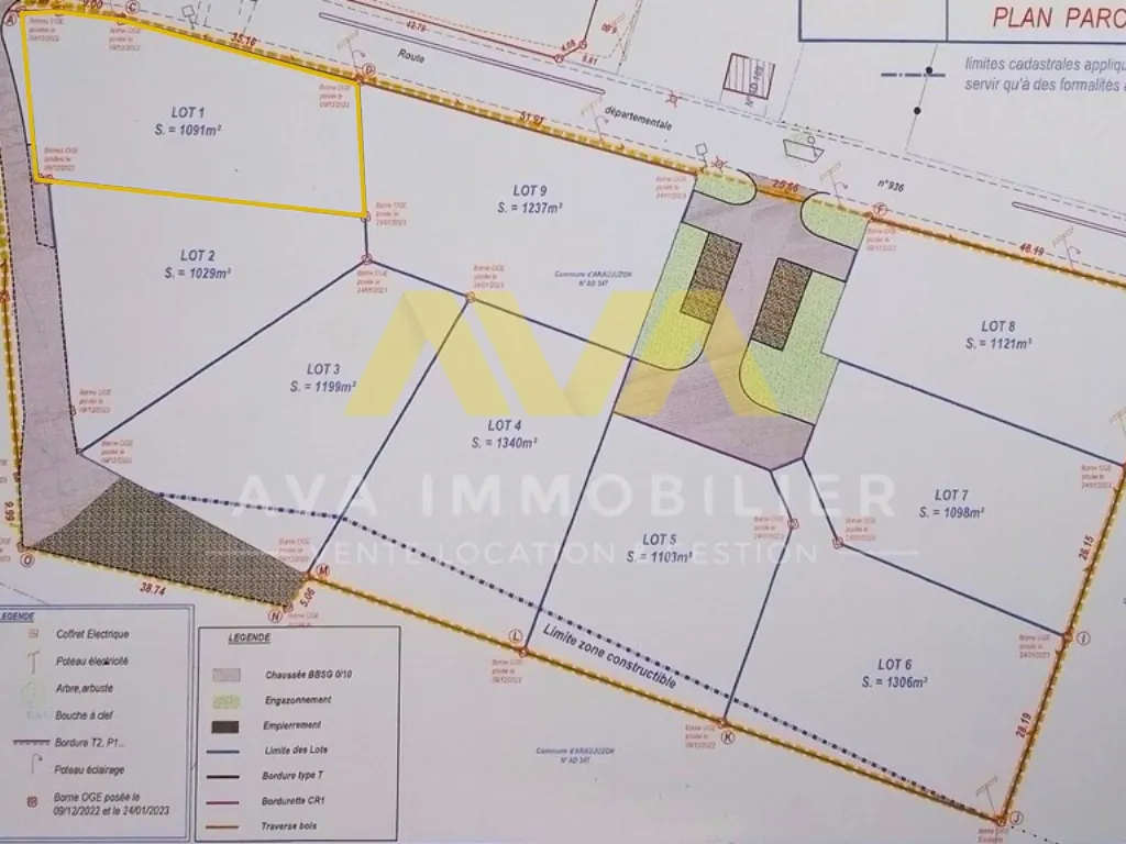 Terrain à bâtir de 1091 m² à 5 min de Navarrenx 