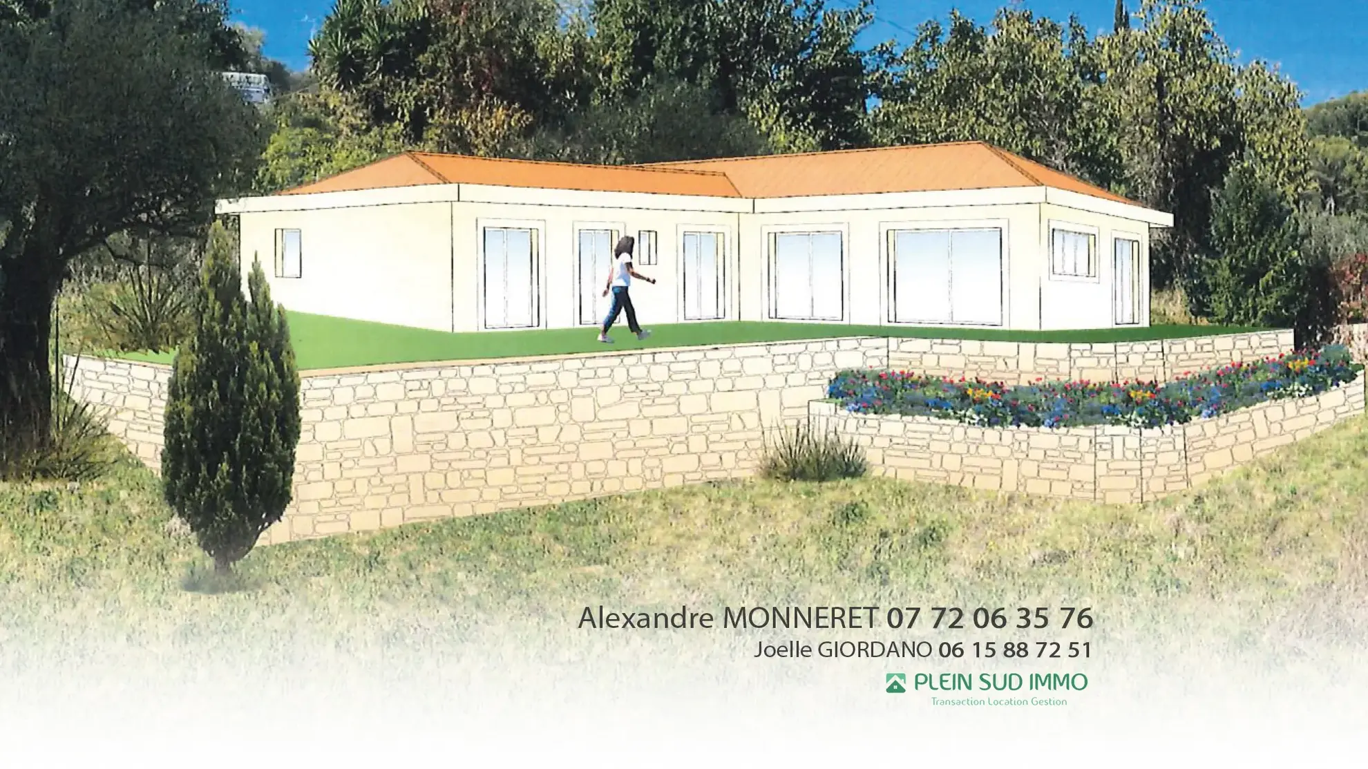 Terrain constructible à vendre à Grasse avec permis purgé, vue dégagée et projet de maison en L 