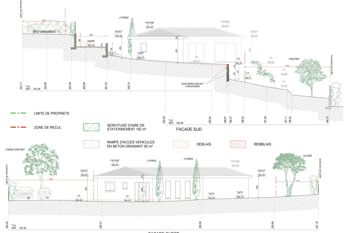 Terrain constructible à vendre à Grasse avec permis purgé, vue dégagée et projet de maison en L 