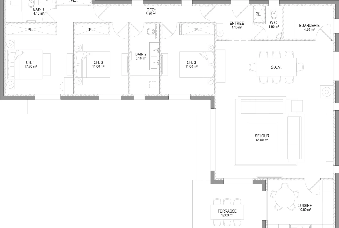 Terrain constructible à vendre à Grasse avec permis purgé, vue dégagée et projet de maison en L 