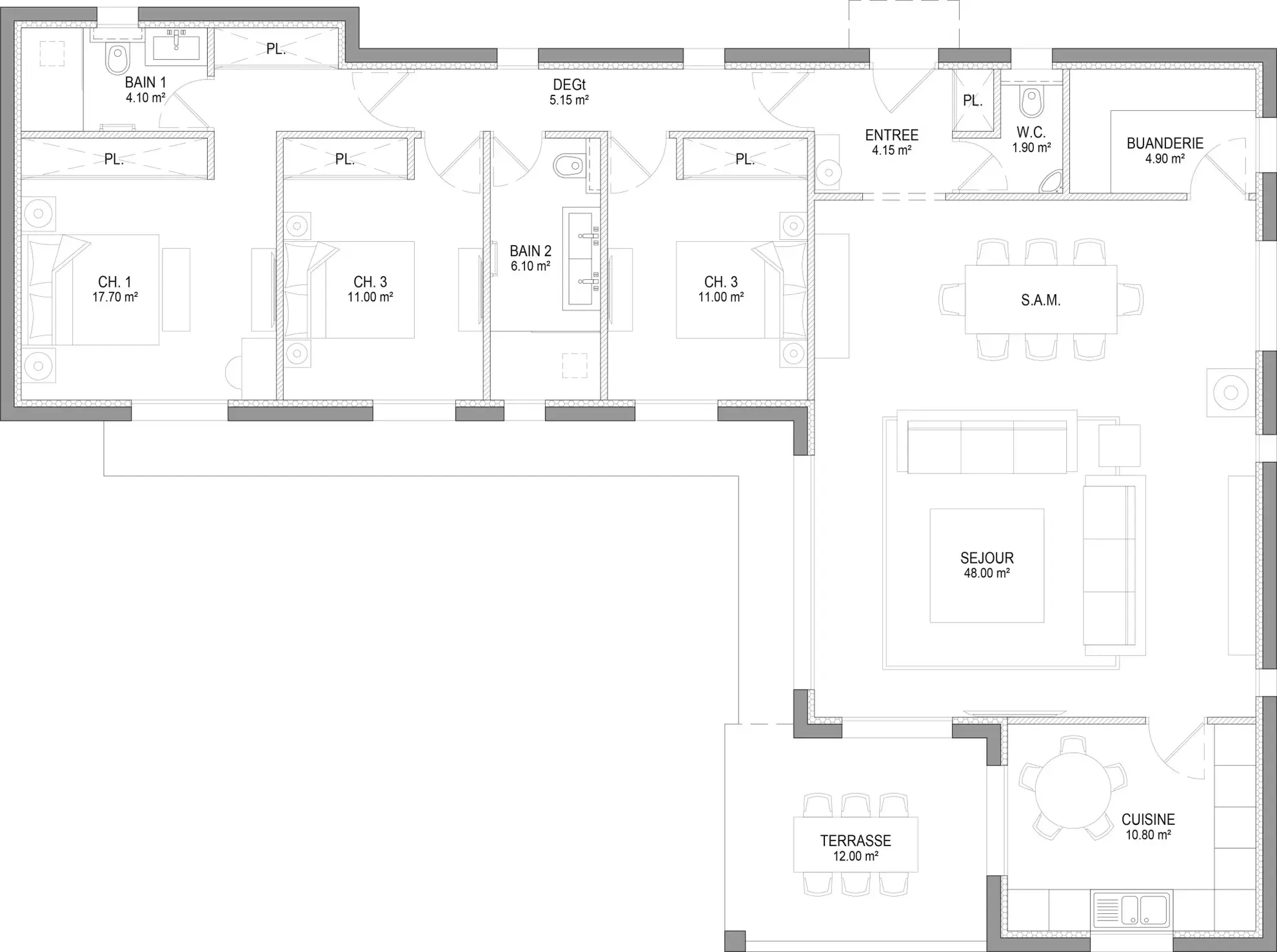 Terrain constructible à vendre à Grasse avec permis purgé, vue dégagée et projet de maison en L 