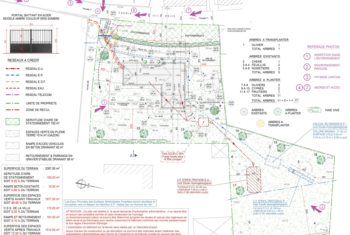 Terrain constructible à vendre à Grasse avec permis purgé, vue dégagée et projet de maison en L 