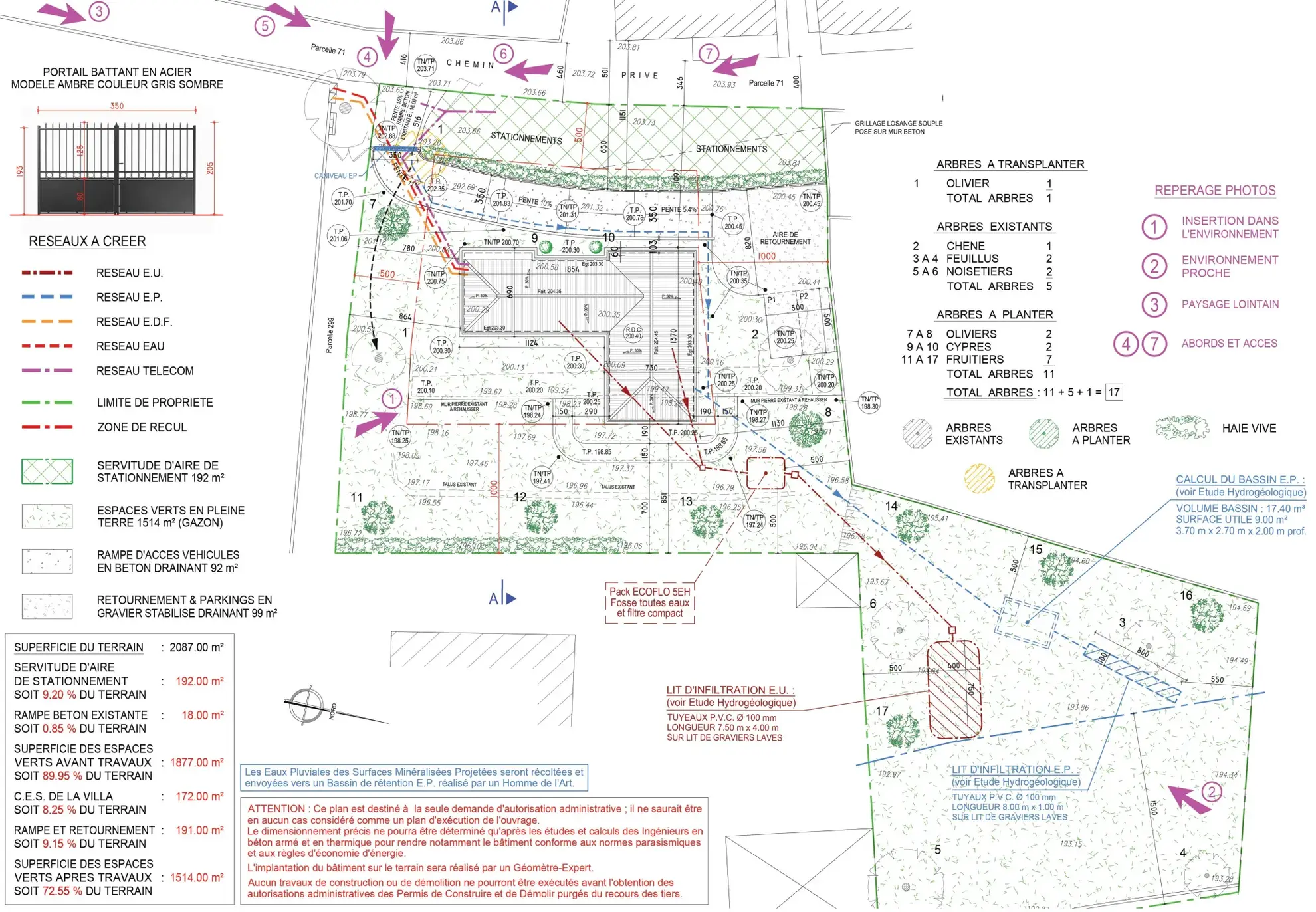 Terrain constructible à vendre à Grasse avec permis purgé, vue dégagée et projet de maison en L 