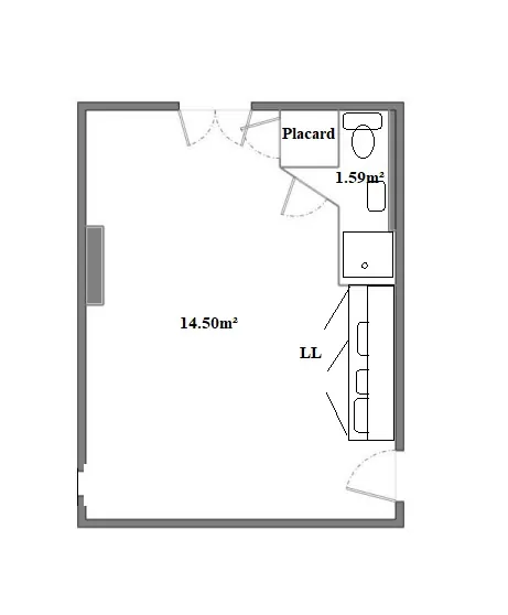Studio à vendre rue Falguière, Paris 75015, rénové, calme, faible charges, proximité Montparnasse 