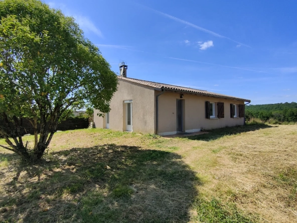 Maison récente à Caudrot avec 3 chambres, grand terrain et vue sur coteaux