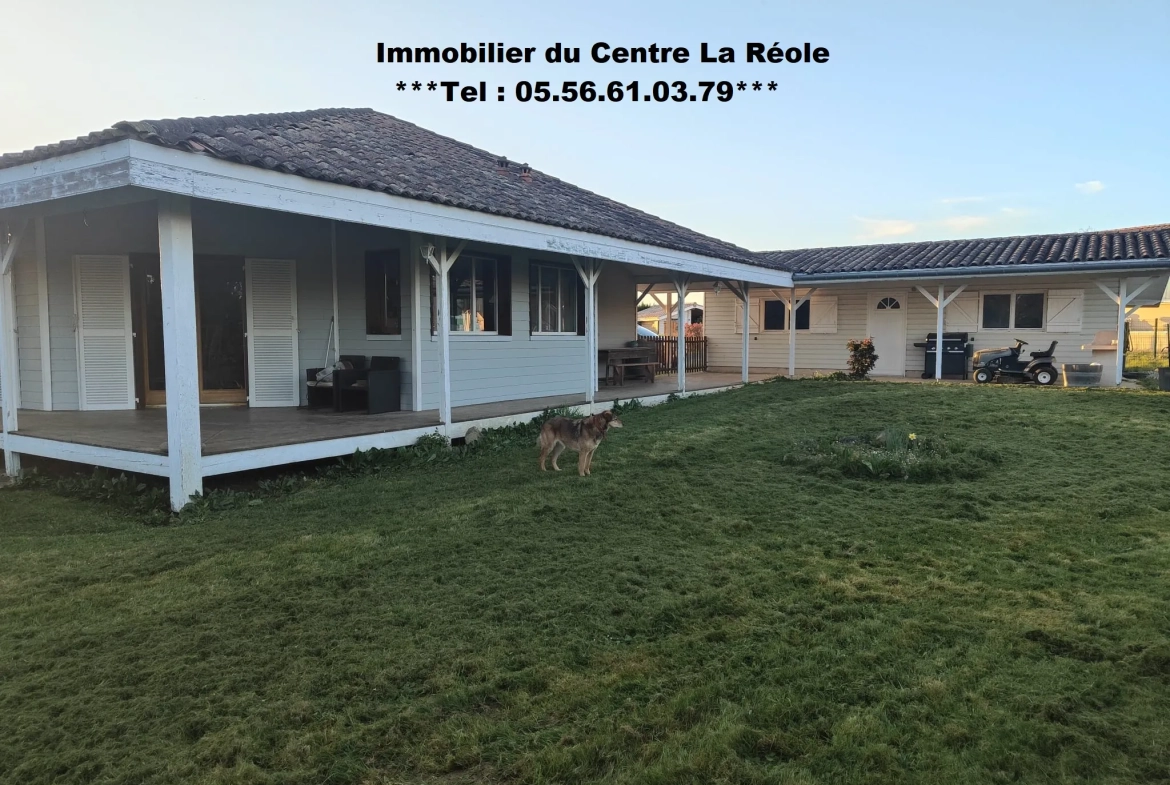 Maison de plain-pied avec garage et jardin à La Réole – 120 m² 