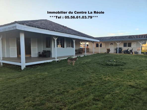 Maison de plain-pied avec garage et jardin à La Réole – 120 m²