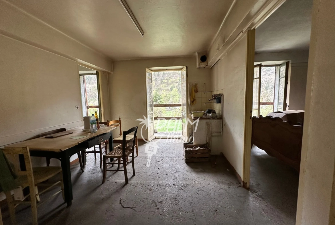 Maison en pierre à rénover avec terrain à Saint-Etienne-de-Tinée, vue montagne 