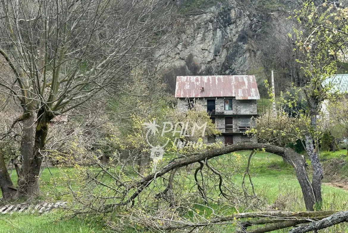 Maison en pierre à rénover avec terrain à Saint-Etienne-de-Tinée, vue montagne 