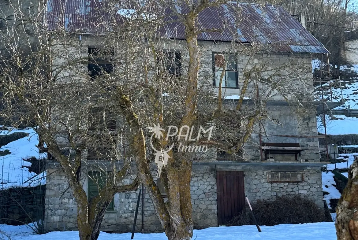 Maison en pierre à rénover avec terrain à Saint-Etienne-de-Tinée, vue montagne 