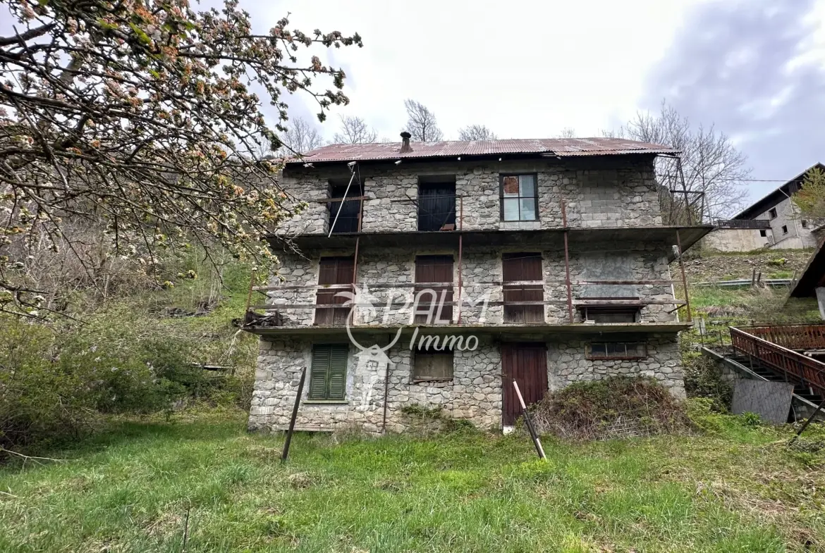 Maison en pierre à rénover avec terrain à Saint-Etienne-de-Tinée, vue montagne 