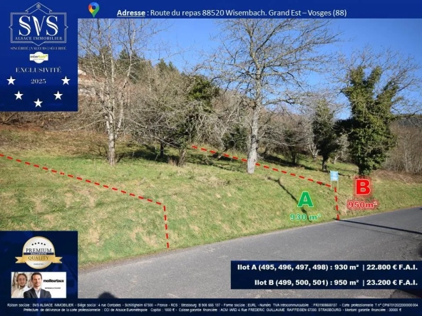 Terrains constructibles à Wisembach - Parcelles non viabilisées de 930 à 1880 m²