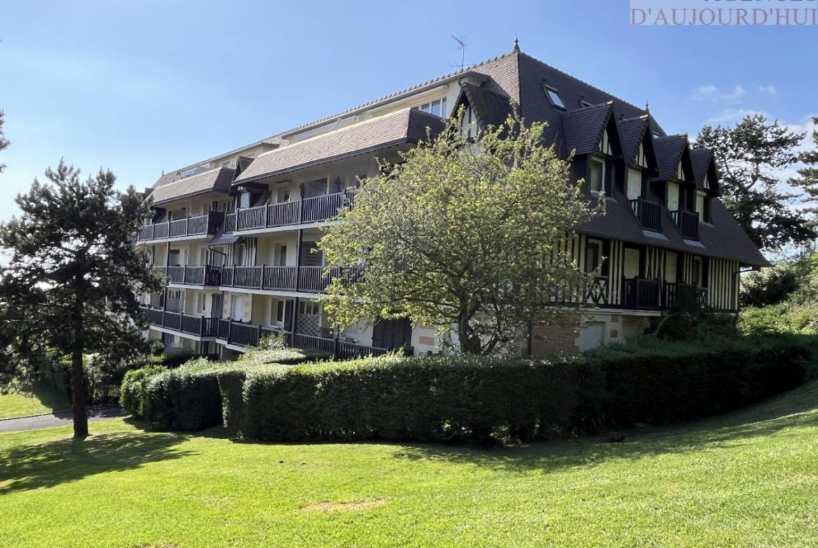 Appartement 2 pièces de 52 m² à Blonville-sur-Mer avec terrasse plein sud, balcon, cave et parking dans une résidence calme et arborée.
