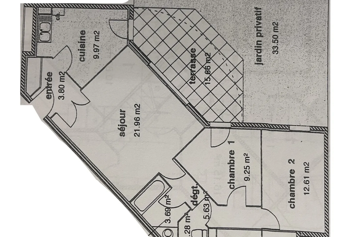 Appartement T3 en rez-de-jardin à Dijon Toison d'Or avec jardin, cave et parking 