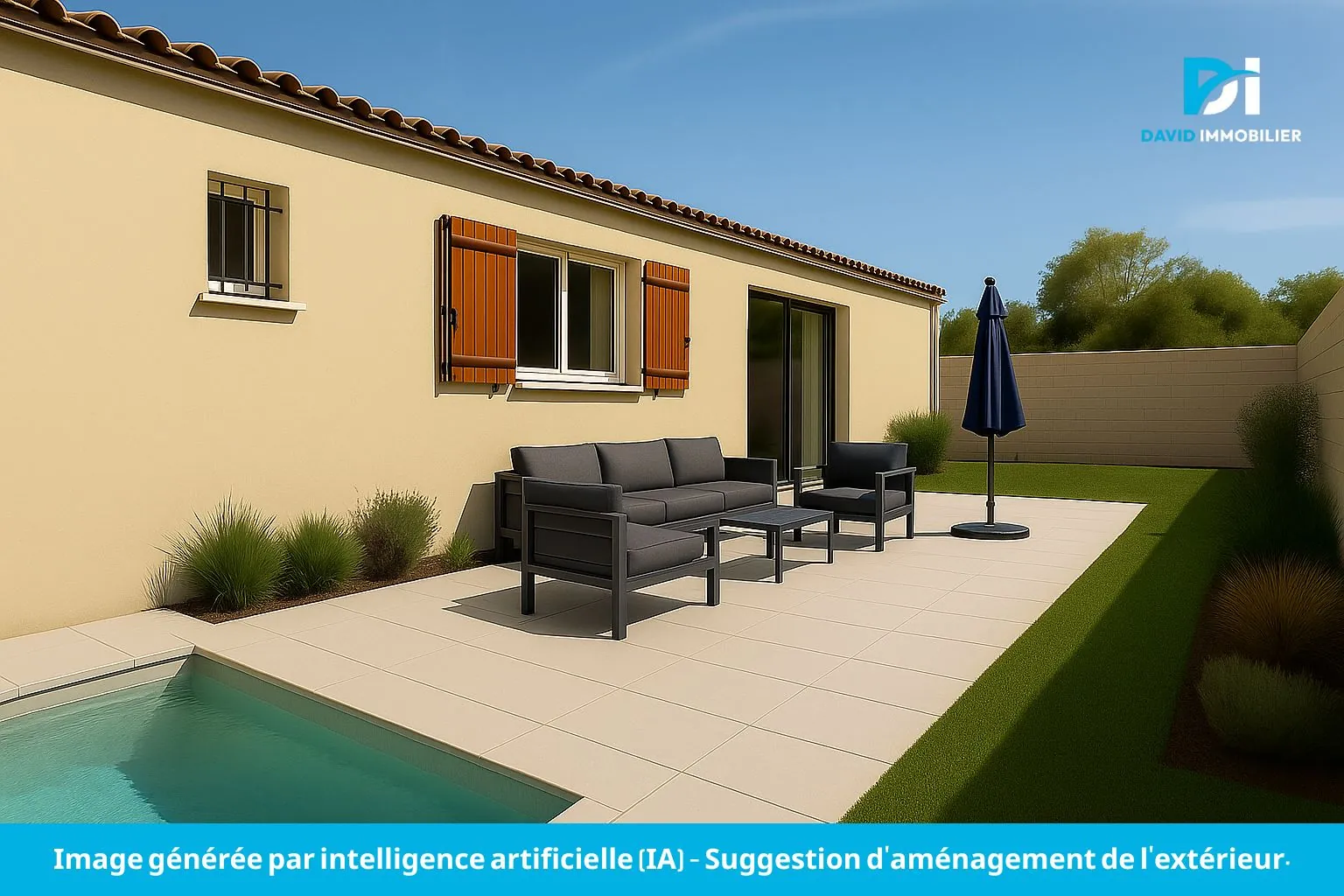 Villa T4 de plain-pied avec jardin à Magalas dans l'Hérault 