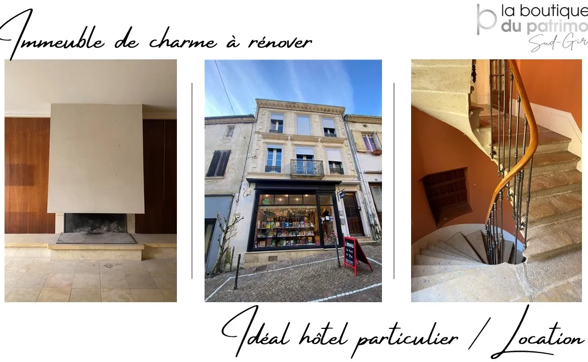 Immeuble de charme à La Réole avec cour, cave et potentiel d'investissement 
