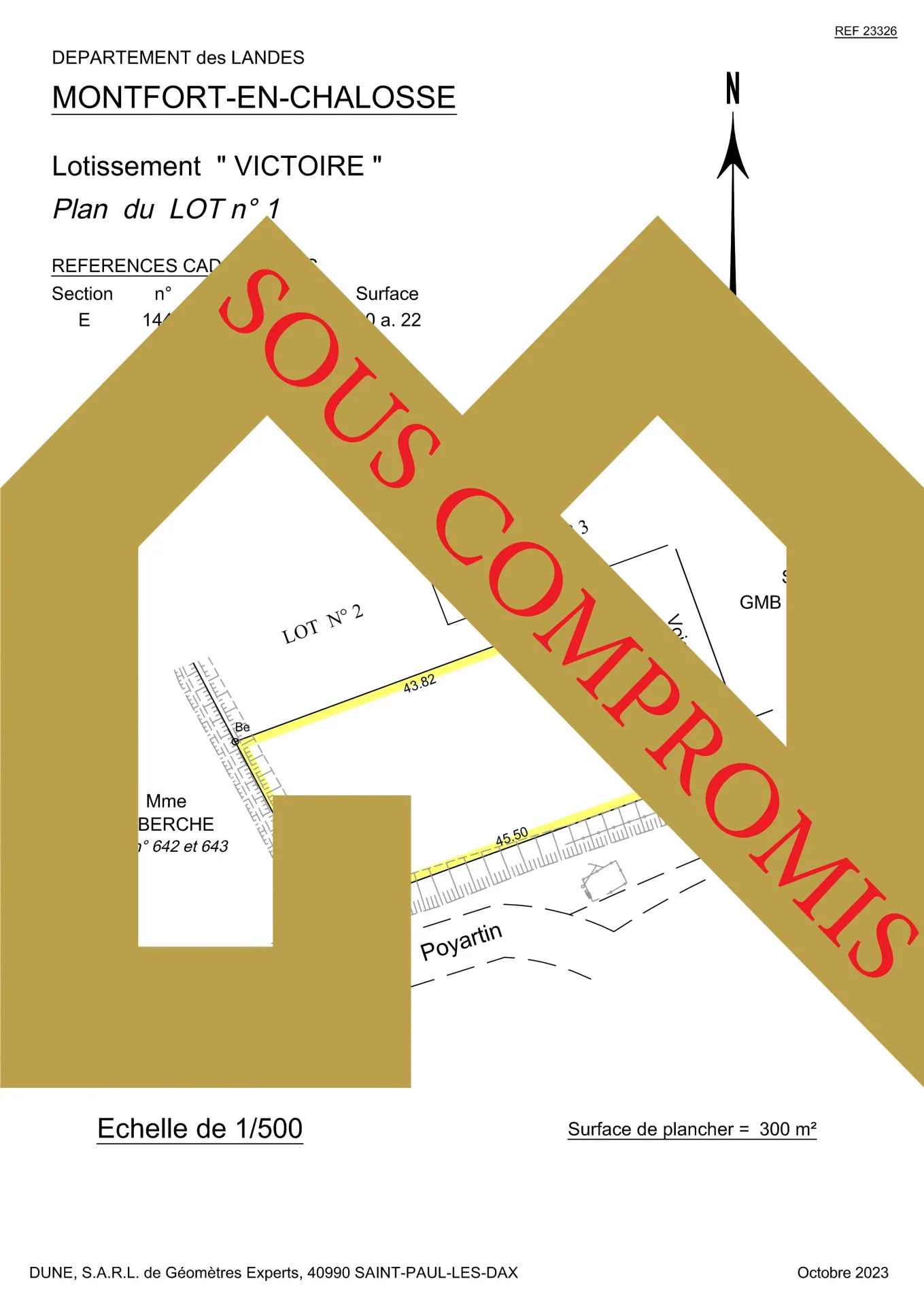 Terrain constructible de 1022 m² à Montfort en Chalosse à saisir 