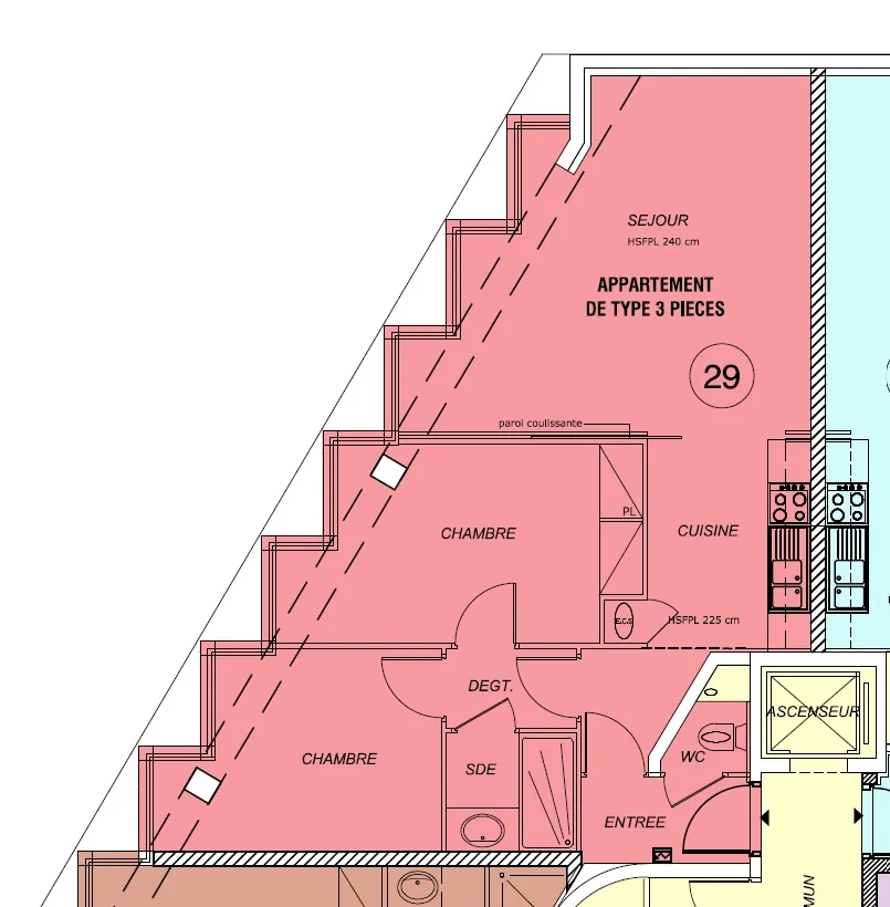 Appartement 3 pièces de 58m² à Sèvres sur la Grande Rue, dernier étage 