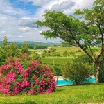 Maison de plain-pied avec piscine et vue vallée à Vire-sur-lot
