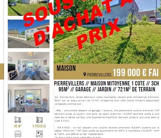 Maison à Pierrevillers de 95 m² avec jardin, garage et 3 chambres