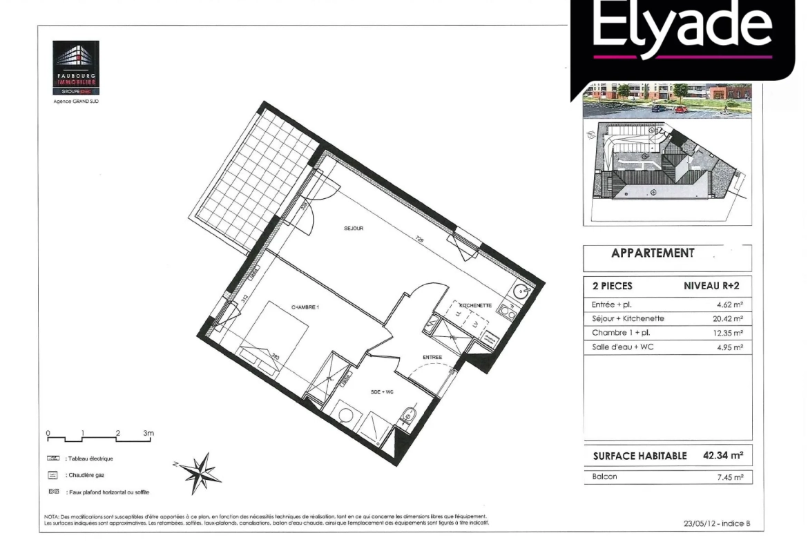 A vendre Appartement T2 de 42,84 m² à Escalquens avec balcon et parking 