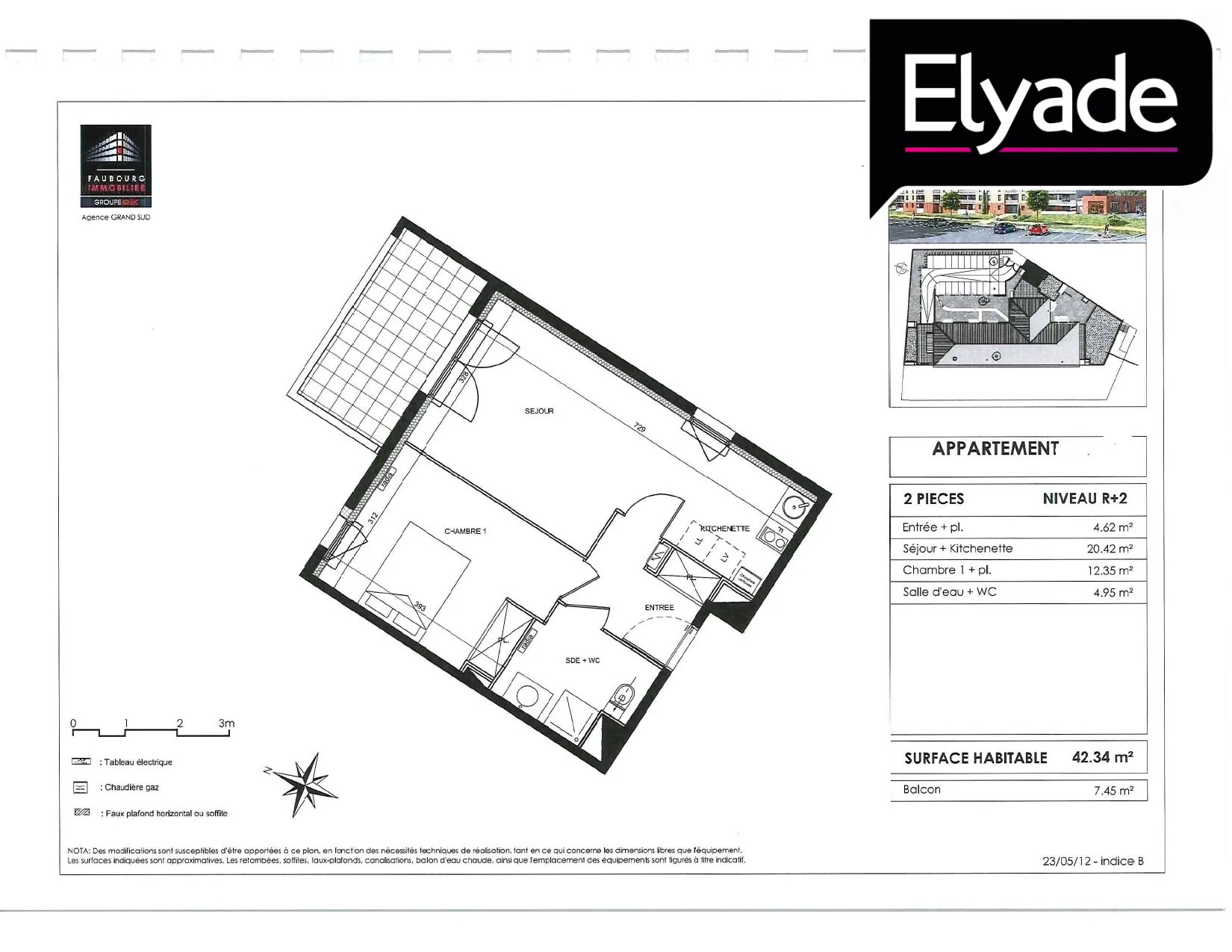 A vendre Appartement T2 de 42,84 m² à Escalquens avec balcon et parking 