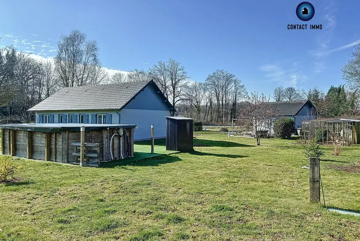 Vente chalet en bois massif avec piscine et grand terrain à Beynat 