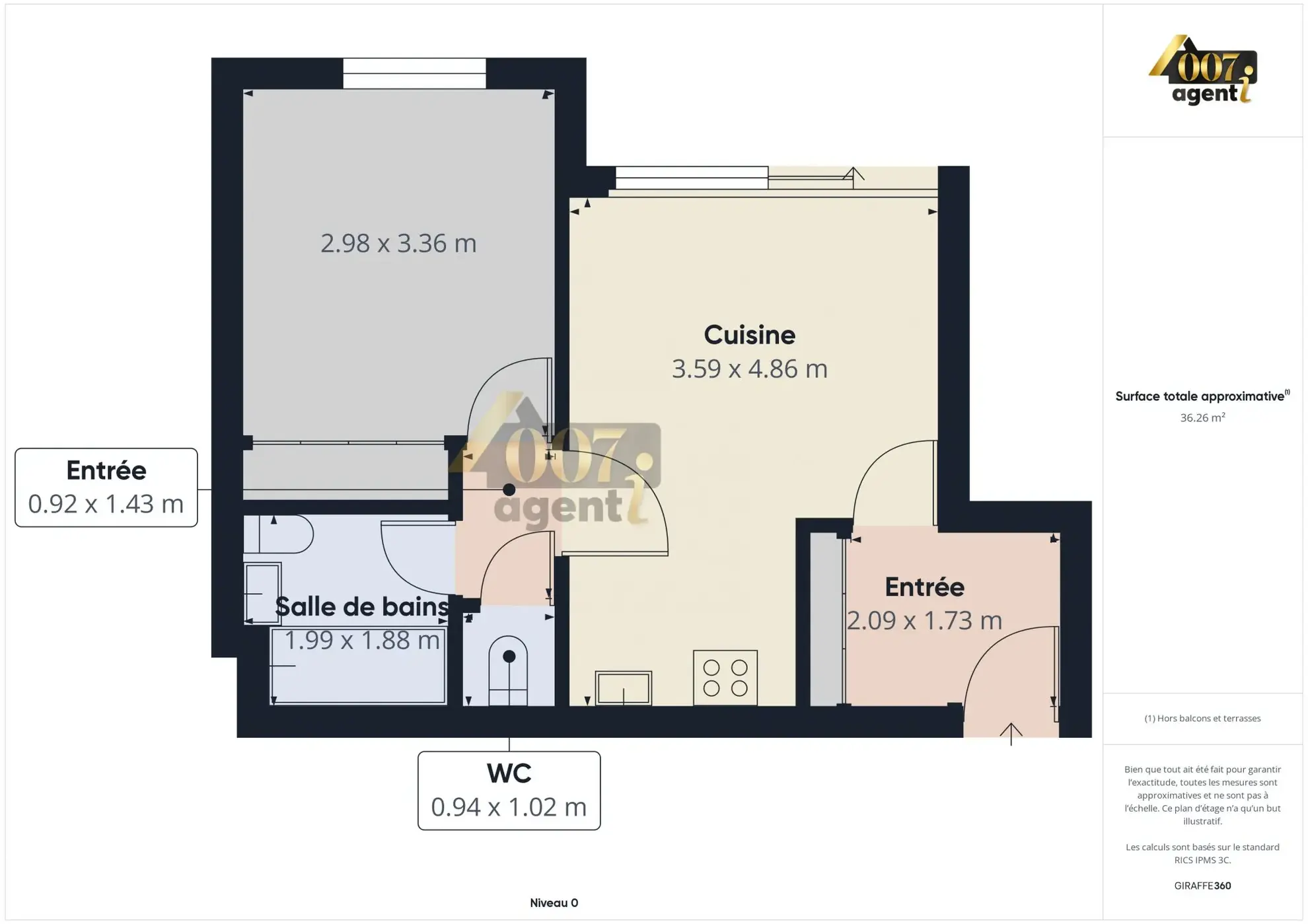 Achat Appartement T2 à Mouters – 36,35 m² avec balcon et cave 