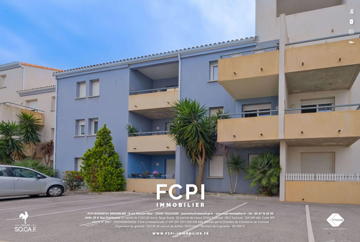 A vendre appartement T3 à Agde avec terrasse et parking - Résidence sécurisée 