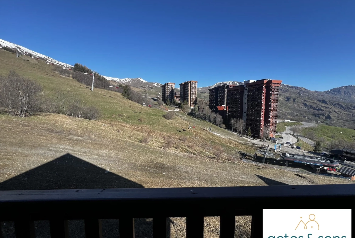 Studio meublé avec vue sur la montagne et piscine chauffée dans le domaine des Sybelles 