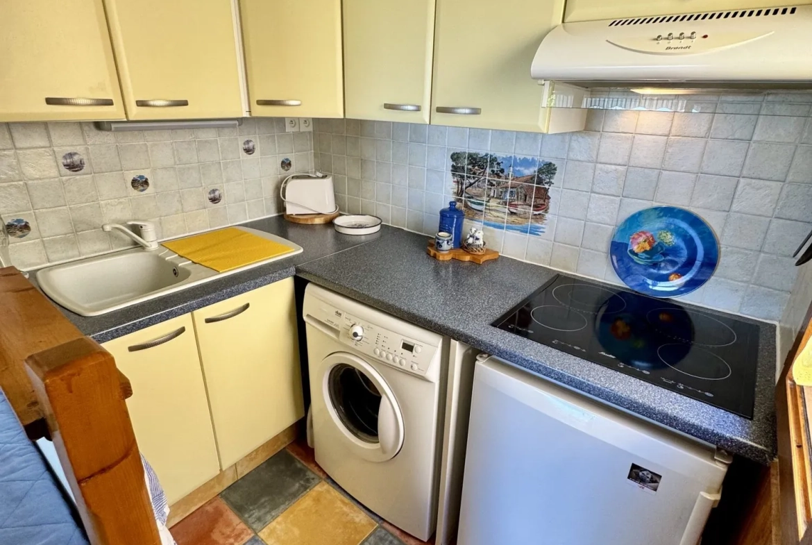 Studio avec mezzanine à Gruissan Les Ayguades, vue lagune, parking privé 