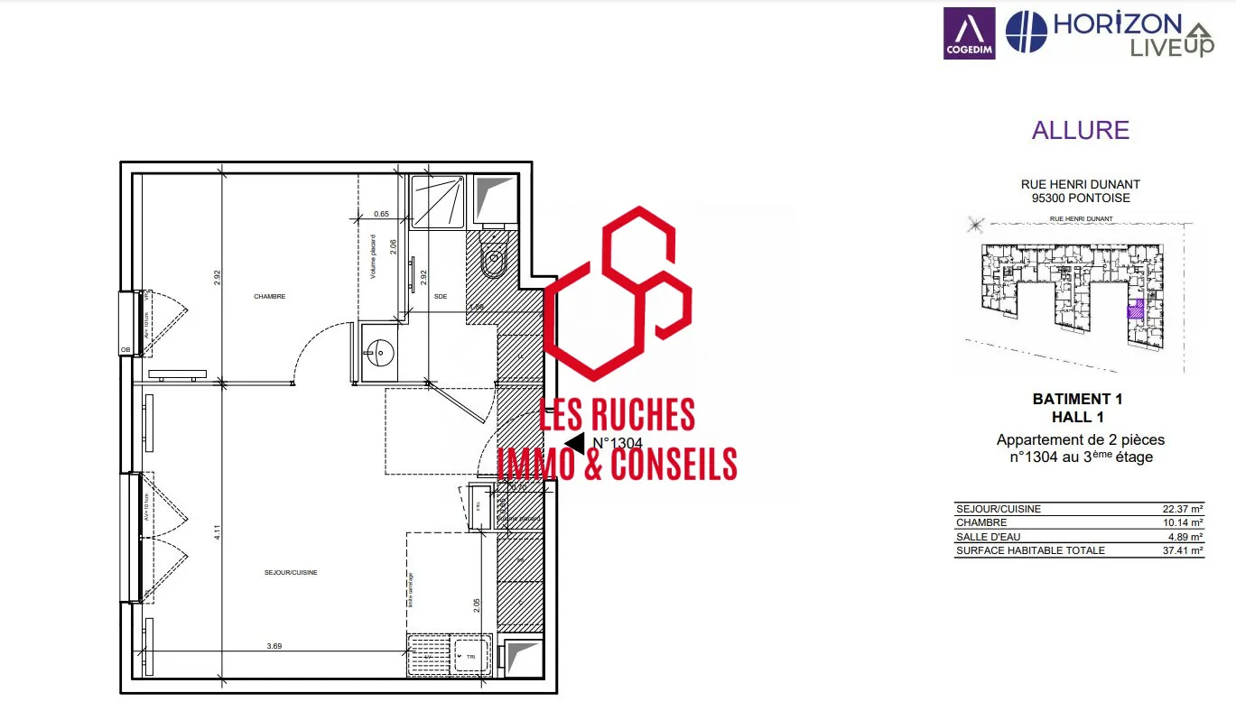 Appartement T2 à vendre à Pontoise - 37,41 m² dans un quartier dynamique 