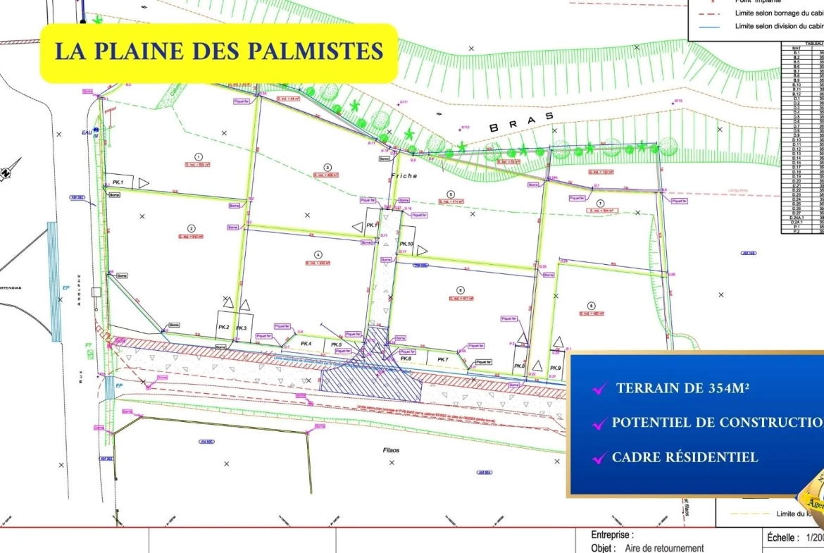 Terrain viabilisé à La Plaine des Palmistes avec vue montagne, proximité écoles et commerces 