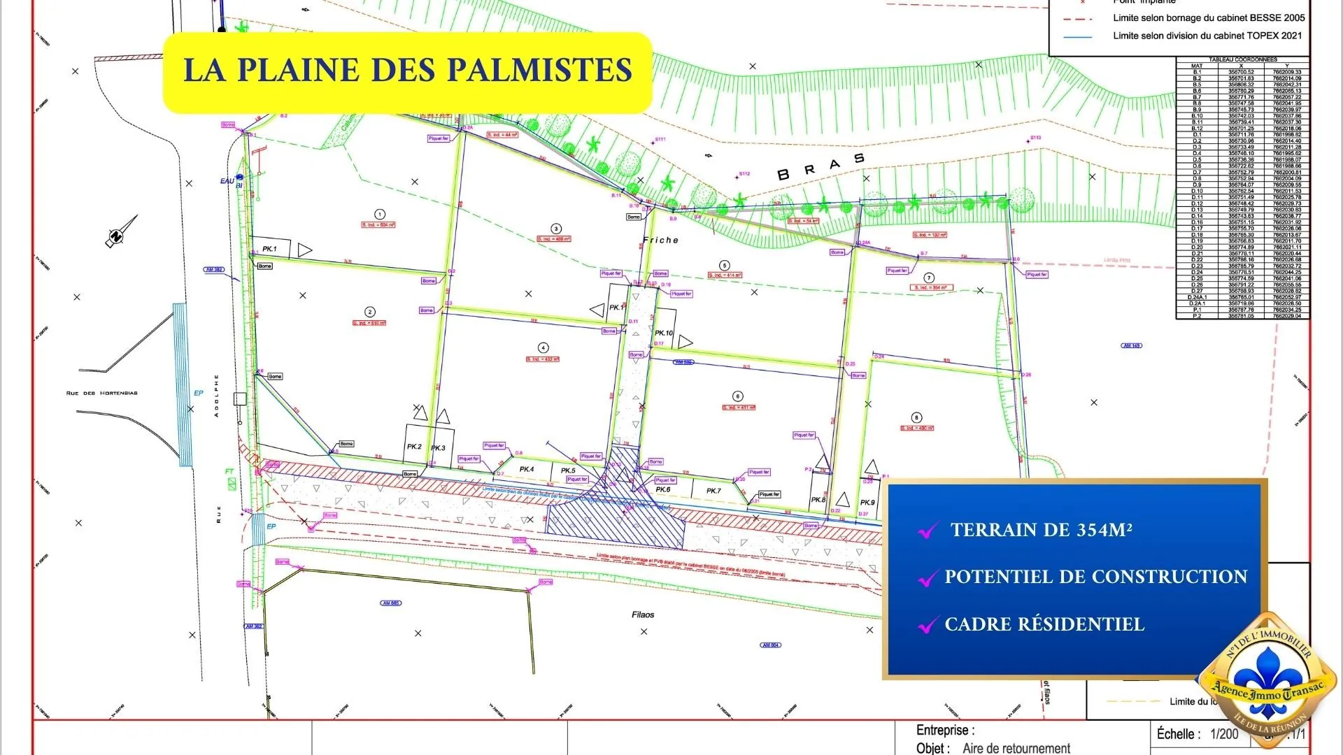 Terrain viabilisé à La Plaine des Palmistes avec vue montagne, proximité écoles et commerces 