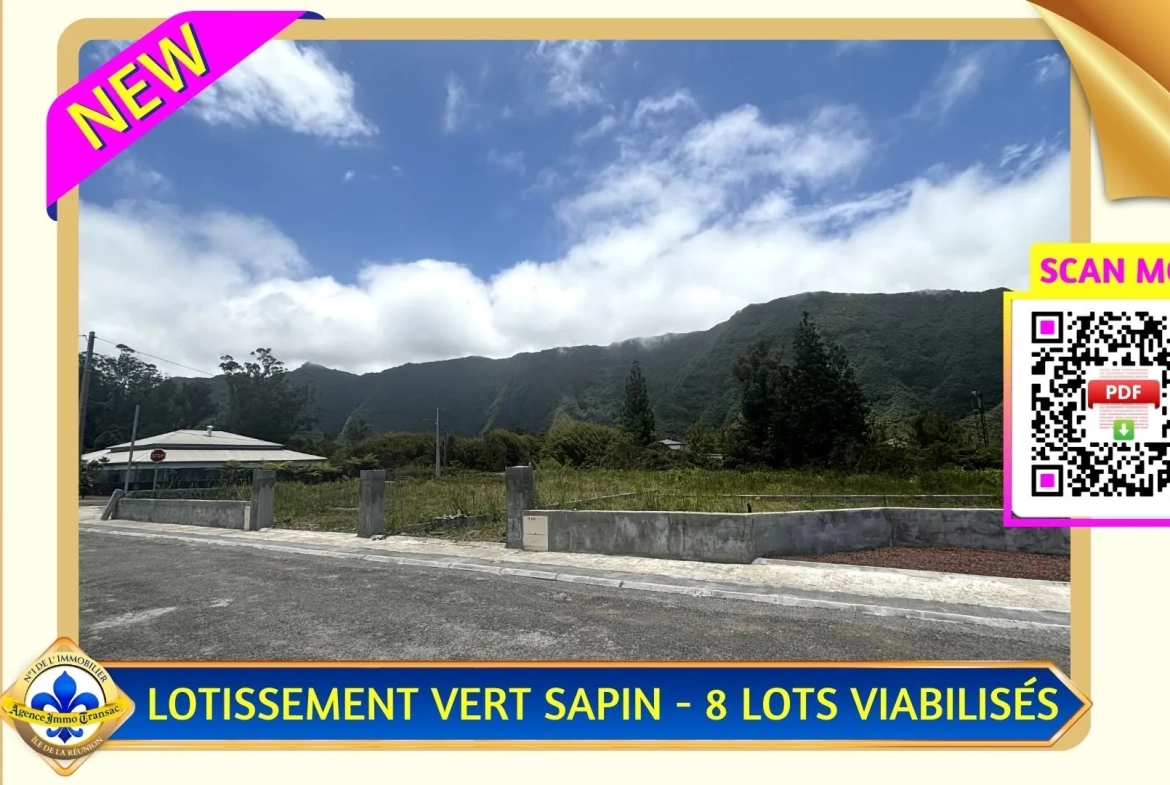 Terrain viabilisé à La Plaine des Palmistes avec vue montagne, proximité écoles et commerces 