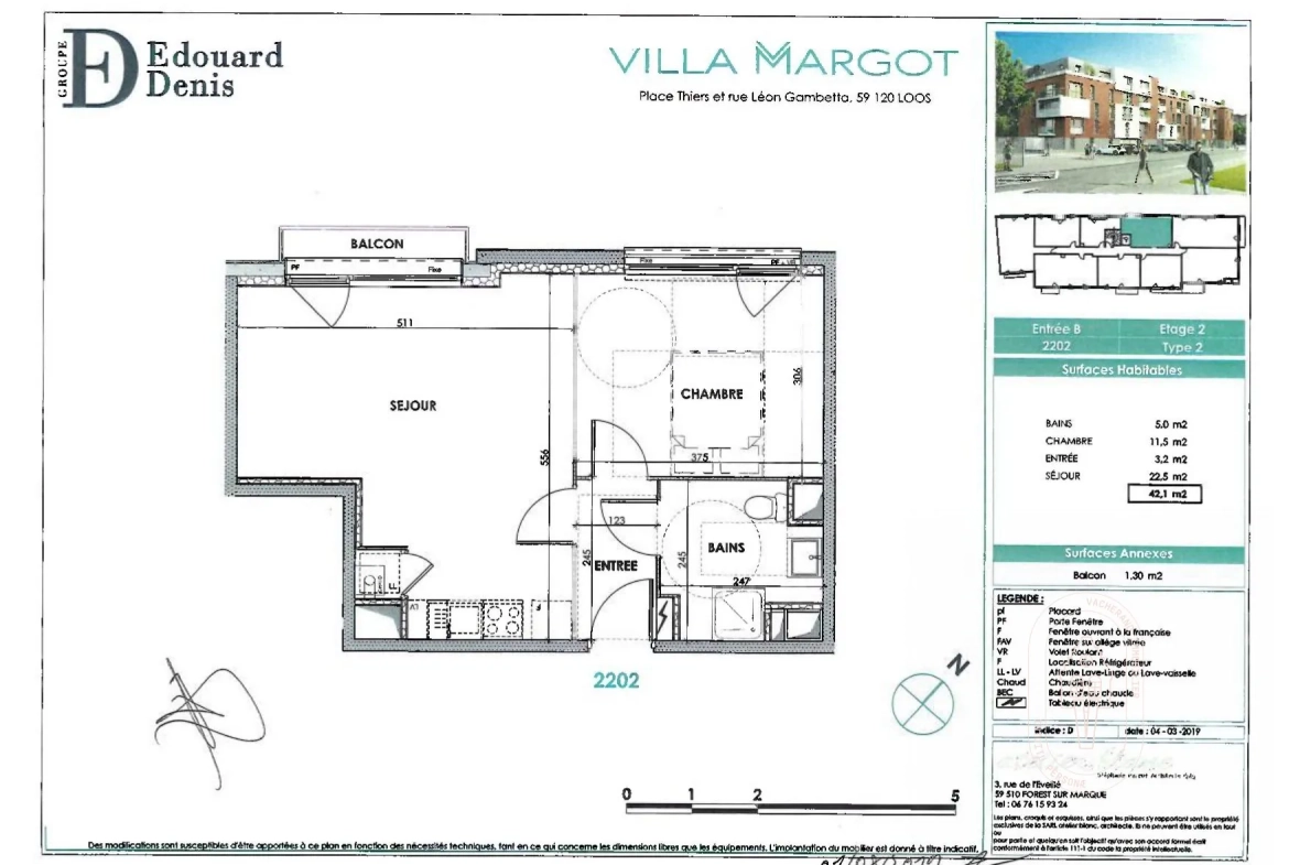 Achat appartement T2 neuf à Loos avec balcon et parking en sous-sol 