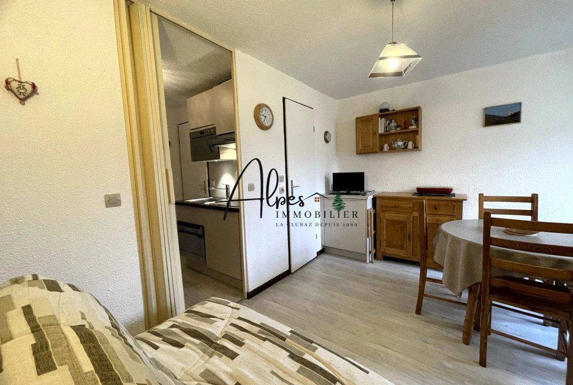 Studio meublé à vendre à Manigod, vue montagne, proche pistes 
