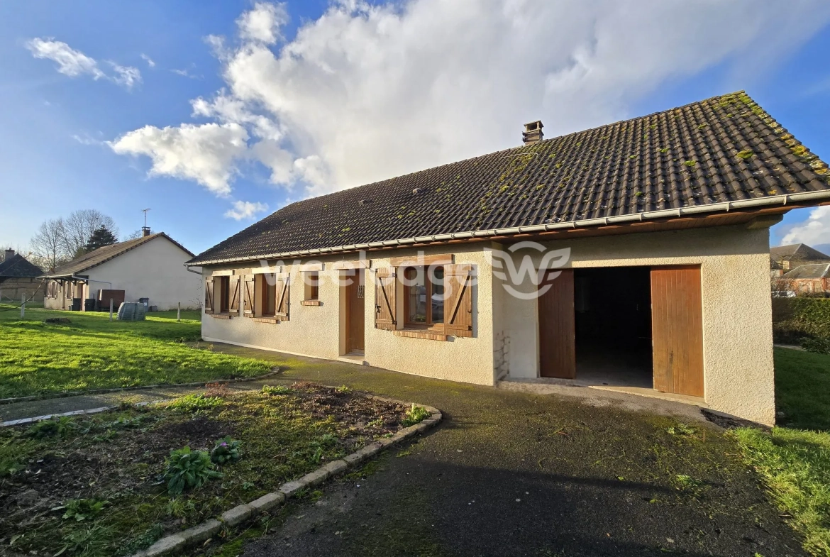 Maison à vendre à Grumesnil - Pavillon de plain-pied avec jardin et garage 