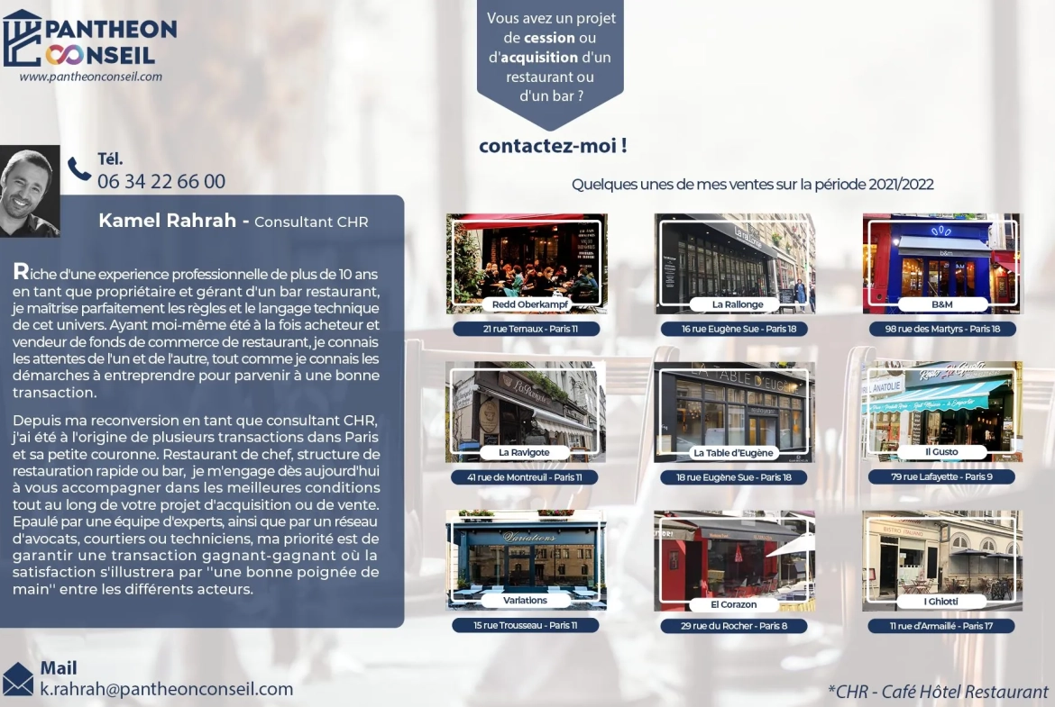 Bar restaurant à vendre Paris 5e - Opportunité dans le quartier Val de Grace 