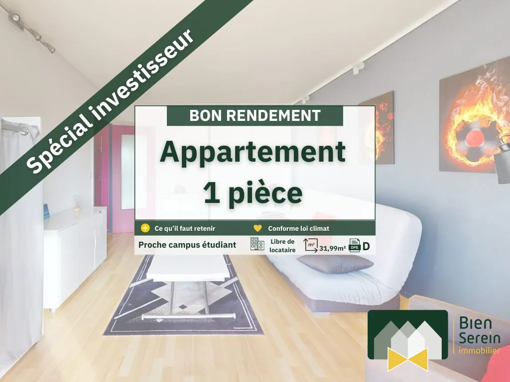 Studio à vendre à Déville-lès-Rouen, investissement locatif idéal, 31,99 m², proximité Rouen 