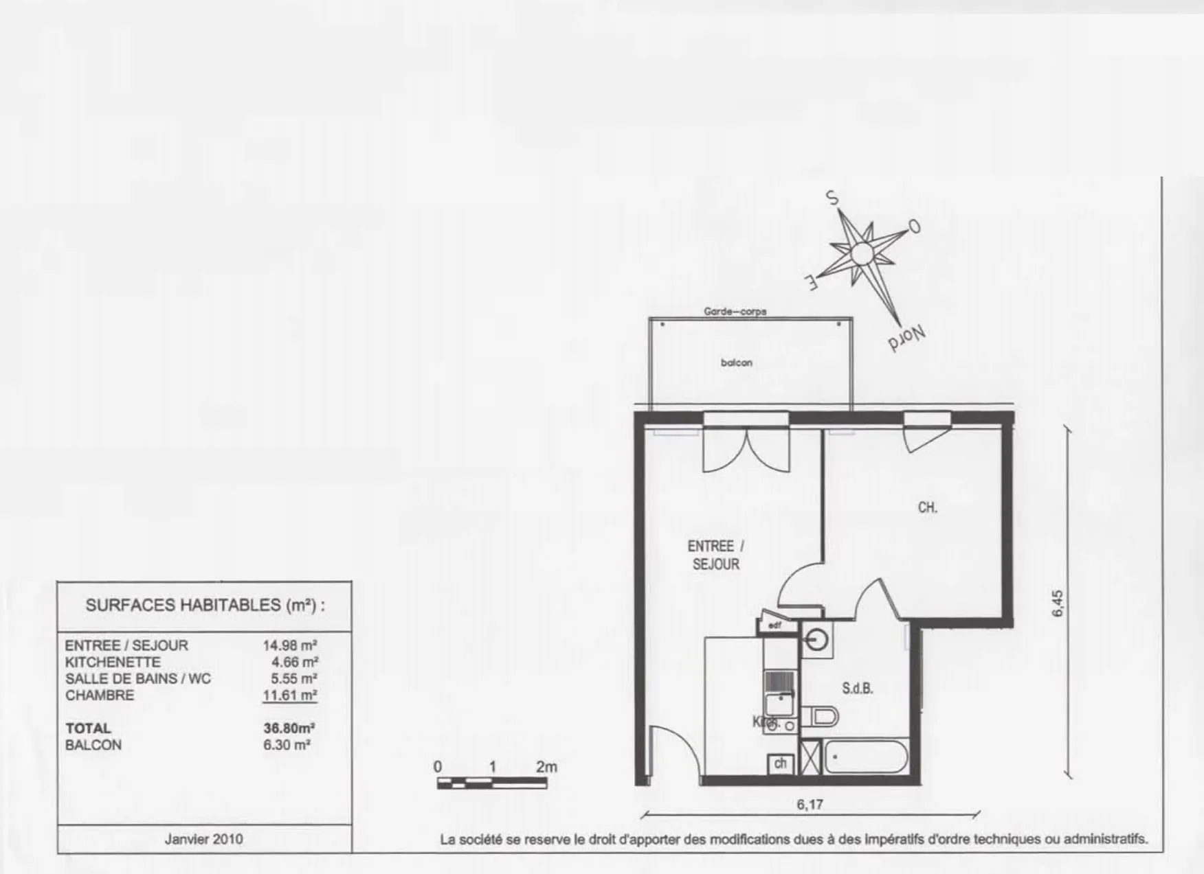 Appartement T2 à Saint-Quentin de 36,80 m² avec balcon et parking en vente 
