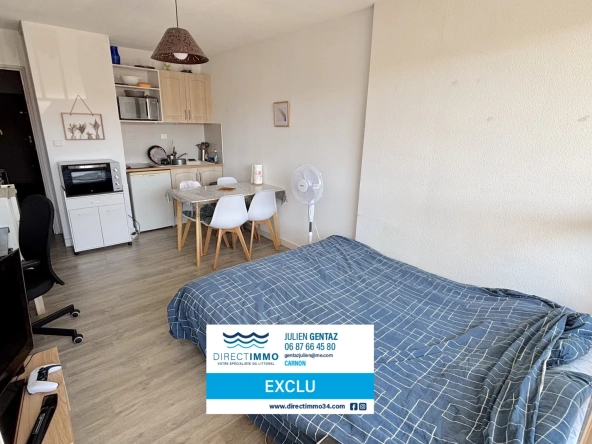 Studio cabine de 29 m² avec terrasse sud et parking privé à Carnon Plage