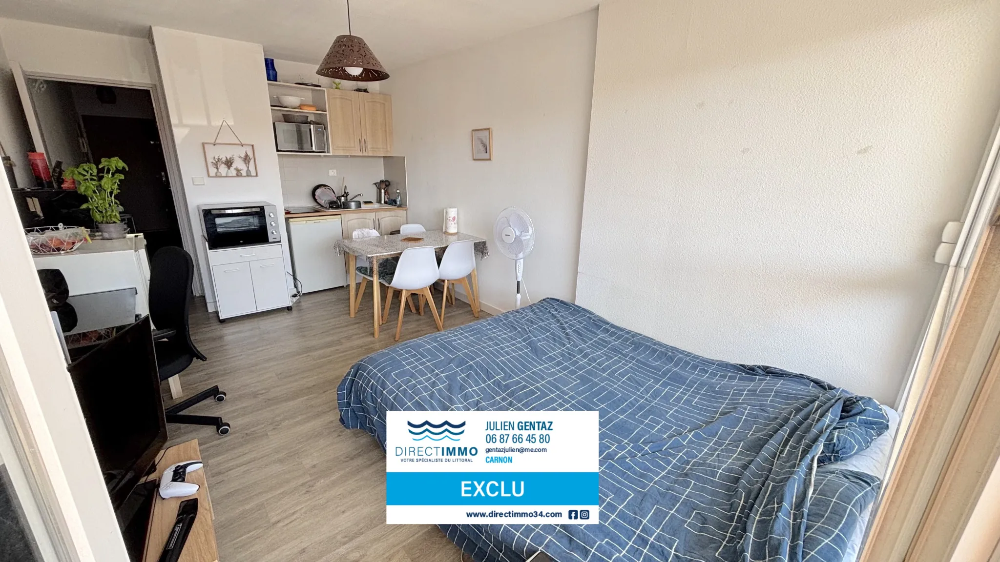 Studio cabine de 29 m² avec terrasse sud et parking privé à Carnon Plage 
